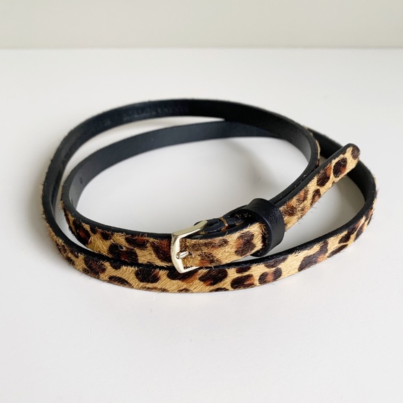Banana Republic Calf Hair Leopard Skinny Belt